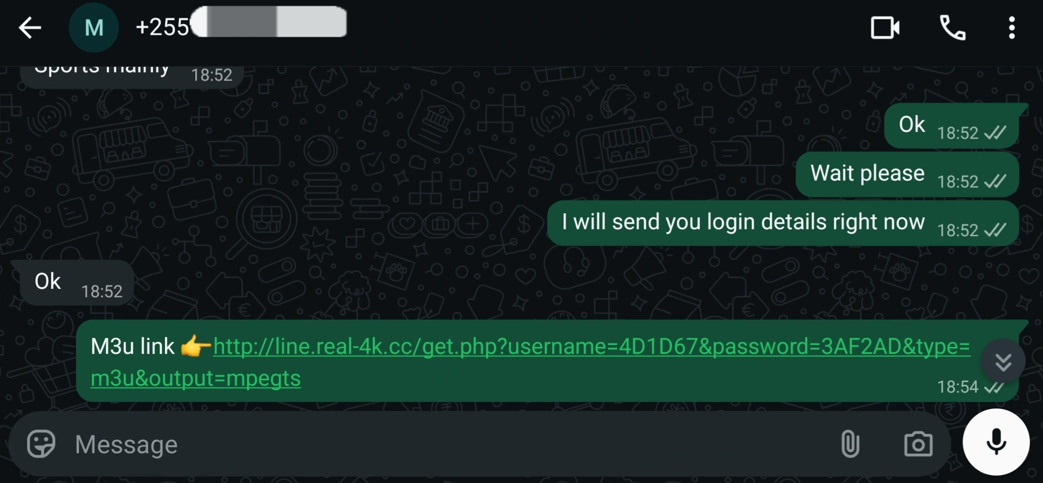 M3U playlist file opened in a text editor