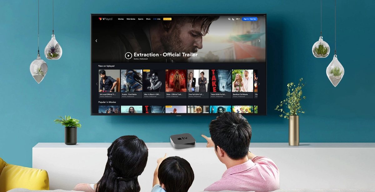 Smart TV showing a live channel guide delivered over an internet connection